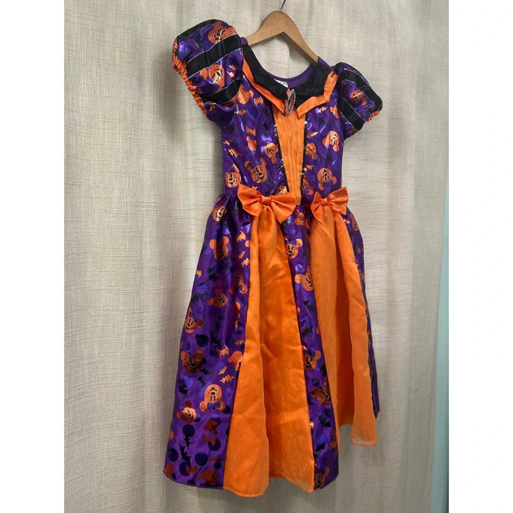 Disney Store Parks Minnie Mouse Girls 7/8 Witch Costume and Hat Dress Up Purple